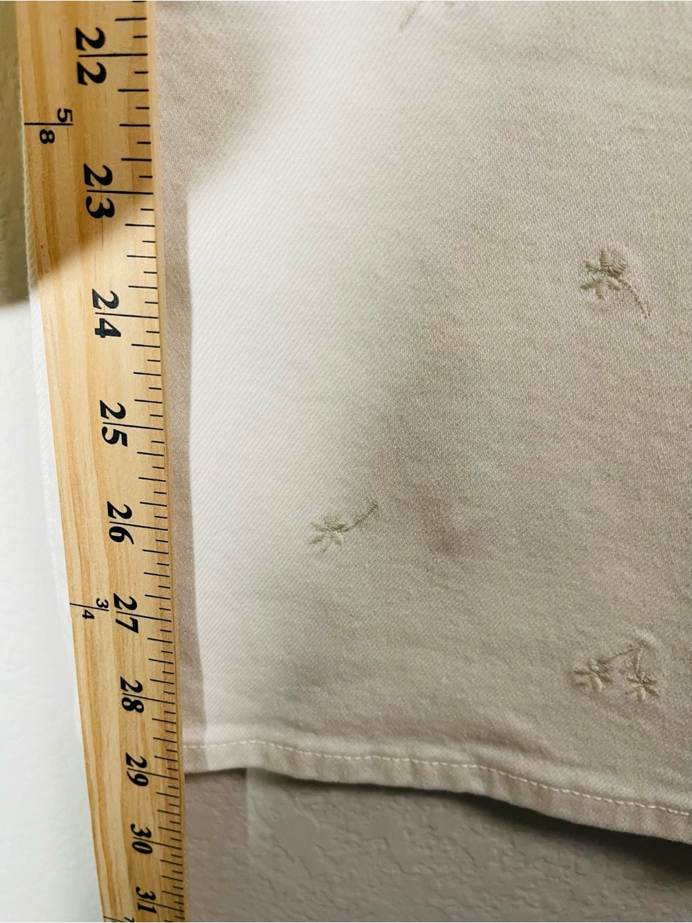 J Crew Fac NWT Wide Leg Embroidered Crop Jeans Size 28T Ivory Denim Embroidery - Picture 6 of 12